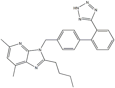 2-Butyl-5,7-dimethyl-3-[[2'-(2H-tetrazol-5-yl)-1,1'-biphenyl-4-yl]methyl]-3H-imidazo[4,5-b]pyridine,,结构式