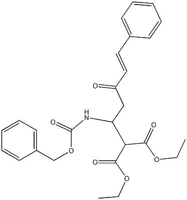 2-[(E)-1-[(ベンジルオキシカルボニル)アミノ]-3-オキソ-5-フェニル-4-ペンテニル]マロン酸ジエチル 化学構造式
