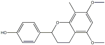 3,4-Dihydro-5,7-dimethoxy-8-methyl-2-(4-hydroxyphenyl)-2H-1-benzopyran,,结构式