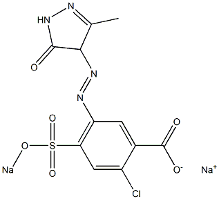 2-Chloro-5-(3-methyl-5-oxo-2-pyrazolin-4-ylazo)-4-sodiooxysulfonylbenzoic acid sodium salt Struktur