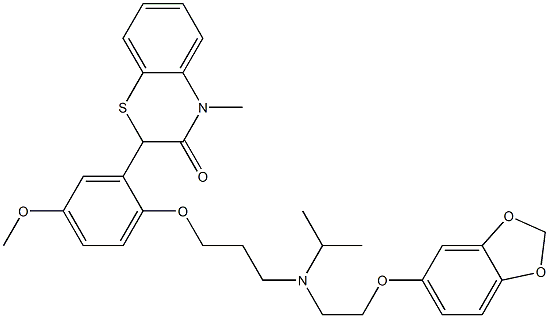 2-[2-[3-[N-[2-(1,3-Benzodioxol-5-yloxy)ethyl]isopropylamino]propyloxy]-5-methoxyphenyl]-4-methyl-4H-1,4-benzothiazin-3(2H)-one,,结构式