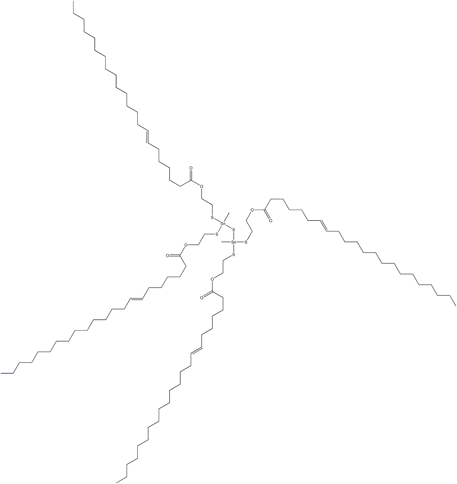 Bis[methylbis[[2-(6-henicosenylcarbonyloxy)ethyl]thio]stannyl] sulfide Structure