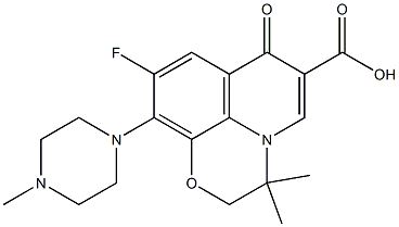 3,3-Dimethyl-9-fluoro-7-oxo-10-(4-methylpiperazin-1-yl)-2,3-dihydro-7H-pyrido[1,2,3-de]-1,4-benzoxazine-6-carboxylic acid Struktur