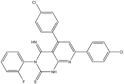 3,4-Dihydro-3-(2-fluorophenyl)-4-imino-5-(4-chlorophenyl)-7-(4-chlorophenyl)pyrido[2,3-d]pyrimidine-2(1H)-thione Struktur