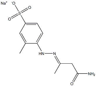 4-[N'-(2-Carbamoyl-1-methylethylidene)hydrazino]-3-methylbenzenesulfonic acid sodium salt Struktur