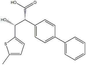 (2R,3R)-2-(4-フェニルフェニル)-3-ヒドロキシ-3-(5-メチル-2-チエニル)プロピオン酸 化学構造式