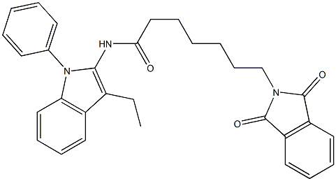 N-(1-Phenyl-3-ethyl-1H-indol-2-yl)-7-(1,3-dioxoisoindolin-2-yl)heptanamide,,结构式