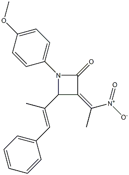 1-(p-Methoxyphenyl)-3-(1-nitroethylidene)-4-(1-methyl-2-phenylvinyl)azetidin-2-one,,结构式