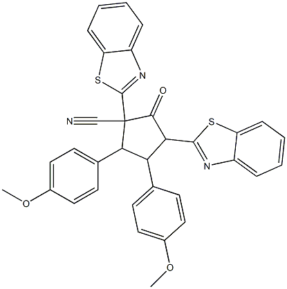 1,3-Bis(benzothiazol-2-yl)-2-oxo-4,5-bis(4-methoxyphenyl)cyclopentane-1-carbonitrile|