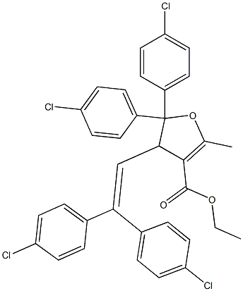 4,5-Dihydro-2-methyl-5,5-bis(4-chlorophenyl)-4-[2,2-bis(4-chlorophenyl)ethenyl]furan-3-carboxylic acid ethyl ester Structure