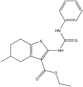 4,5,6,7-Tetrahydro-2-(3-phenylthioureido)-5-methylbenzo[b]thiophene-3-carboxylic acid ethyl ester,,结构式