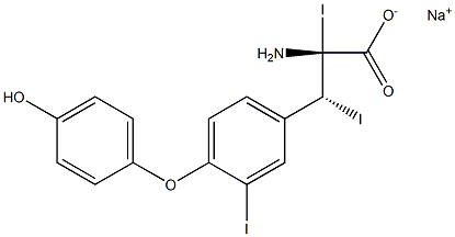 (2R,3R)-2-Amino-3-[4-(4-hydroxyphenoxy)-3-iodophenyl]-2,3-diiodopropanoic acid sodium salt,,结构式