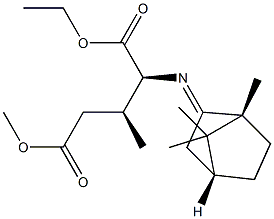 (2S,3S)-2-[[(1R,4R)-ボルナン-2-イリデン]アミノ]-3-メチルグルタル酸1-エチル5-メチル 化学構造式