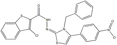 3-Chloro-N'-[(3-benzyl-4-(4-nitrophenyl)-2,3-dihydrothiazol)-2-ylidene]benzo[b]thiophene-2-carbohydrazide