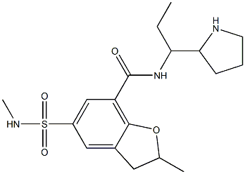 2,3-Dihydro-2-methyl-5-(methylaminosulfonyl)-N-[1-ethyl-2-pyrrolidinylmethyl]benzofuran-7-carboxamide Struktur
