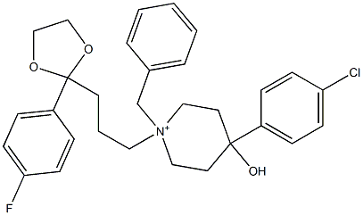 1-Benzyl-4-(p-chlorophenyl)-1-[4,4-(ethylenebisoxy)-4-(p-fluorophenyl)butyl]-4-hydroxypiperidinium Structure