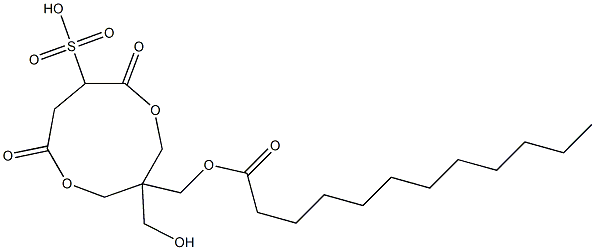 ラウリン酸[1-(ヒドロキシメチル)-4,7-ジオキソ-6-スルホ-3,8-ジオキサシクロノナン-1-イル]メチル 化学構造式