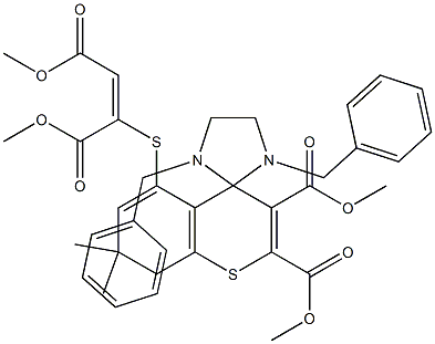  1',3'-Dibenzyl-7,8-dihydro-5-[[(E)-1,2-bis(methoxycarbonyl)ethenyl]thio]-7,7-dimethylspiro[4H-[1]benzothiopyran-4,2'-imidazolidine]-2,3-dicarboxylic acid dimethyl ester