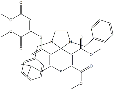 1',3'-Dibenzyl-7,8-dihydro-5-[[(E)-1,2-bis(methoxycarbonyl)ethenyl]thio]-7,7-dimethylspiro[4H-[1]benzothiopyran-4,2'-imidazolidine]-2,3-dicarboxylic acid dimethyl ester