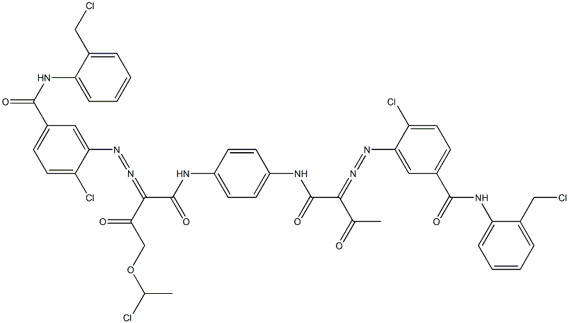 3,3'-[2-[(1-Chloroethyl)oxy]-1,4-phenylenebis[iminocarbonyl(acetylmethylene)azo]]bis[N-[2-(chloromethyl)phenyl]-4-chlorobenzamide] Struktur