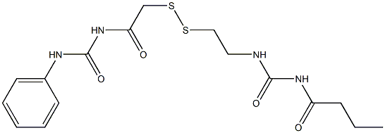 1-ブチリル-3-[2-[[(3-フェニルウレイド)カルボニルメチル]ジチオ]エチル]尿素 化学構造式