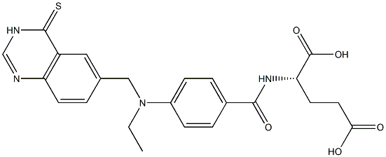 N-[4-[[[(3,4-ジヒドロ-4-チオキソキナゾリン)-6-イル]メチル]エチルアミノ]ベンゾイル]-L-グルタミン酸 化学構造式