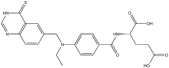 N-[4-[[[(3,4-Dihydro-4-thioxoquinazolin)-6-yl]methyl]ethylamino]benzoyl]-L-glutamic acid,,结构式