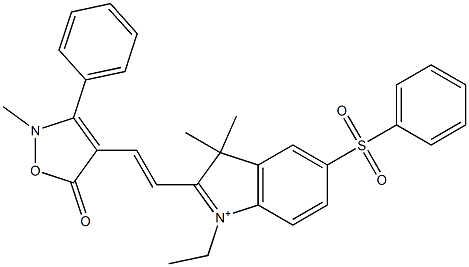 2-[2-[(2,5-Dihydro-2-methyl-5-oxo-3-phenylisoxazol)-4-yl]ethenyl]-1-ethyl-3,3-dimethyl-5-(phenylsulfonyl)-3H-indolium Struktur