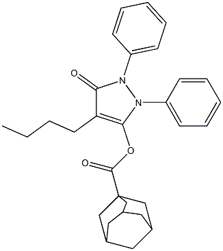 1-Adamantanecarboxylic acid 4-butyl-5-oxo-1,2-diphenyl-3-pyrazolin-3-yl ester Struktur