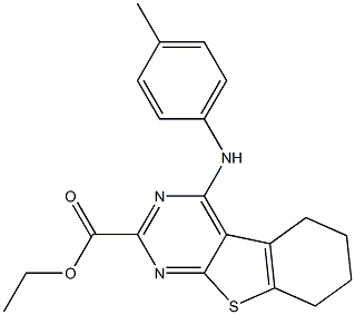 5,6,7,8-Tetrahydro-4-(4-methylphenylamino)[1]benzothieno[2,3-d]pyrimidine-2-carboxylic acid ethyl ester Structure