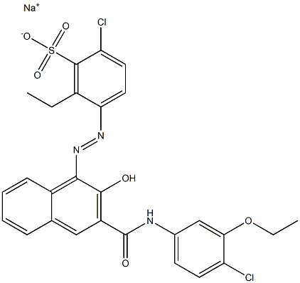 2-Chloro-6-ethyl-5-[[3-[[(4-chloro-3-ethoxyphenyl)amino]carbonyl]-2-hydroxy-1-naphtyl]azo]benzenesulfonic acid sodium salt Structure
