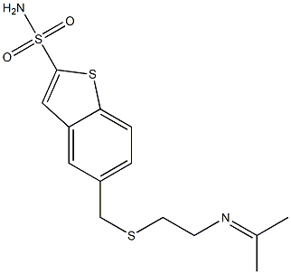 5-[[[2-(イソプロピリデンアミノ)エチル]チオ]メチル]ベンゾ[b]チオフェン-2-スルホンアミド 化学構造式