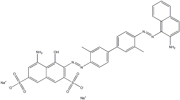 5-Amino-3-[[4'-[(2-amino-1-naphthalenyl)azo]-3,3'-dimethyl-1,1'-biphenyl-4-yl]azo]-4-hydroxynaphthalene-2,7-disulfonic acid disodium salt Structure