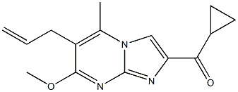 2-シクロプロピルカルボニル-7-メトキシ-5-メチル-6-(2-プロペニル)イミダゾ[1,2-a]ピリミジン 化学構造式