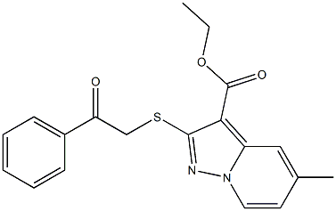 2-[[(Phenylcarbonyl)methyl]thio]-5-methylpyrazolo[1,5-a]pyridine-3-carboxylic acid ethyl ester Struktur