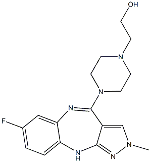 2-Methyl-4-(4-(2-hydroxyethyl)piperazin-1-yl)-7-fluoro-2,10-dihydropyrazolo[3,4-b][1,5]benzodiazepine Structure