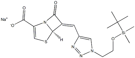 (5R,6Z)-6-[[1-[2-(tert-Butyldimethylsiloxy)ethyl]-1H-1,2,3-triazol-4-yl]methylene]-7-oxo-4-thia-1-azabicyclo[3.2.0]hept-2-ene-2-carboxylic acid sodium salt Structure