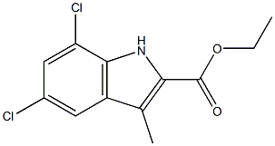 5,7-Dichloro-3-methyl-1H-indole-2-carboxylic acid ethyl ester 结构式