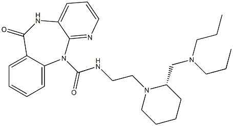 5,11-Dihydro-11-[[[2-[(2S)-2-[(dipropylamino)methyl]-1-piperidinyl]ethyl]amino]carbonyl]-6H-pyrido[2,3-b][1,4]benzodiazepin-6-one 结构式