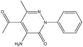 2-フェニル-4-アミノ-5-アセチル-6-メチルピリダジン-3(2H)-オン 化学構造式
