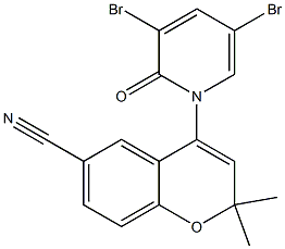2,2-Dimethyl-6-cyano-4-[(3-bromo-5-bromo-1,2-dihydro-2-oxopyridin)-1-yl]-2H-1-benzopyran,,结构式