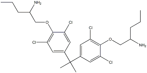 1,1'-[イソプロピリデンビス(2,6-ジクロロ-4,1-フェニレンオキシ)]ビス(2-ペンタンアミン) 化学構造式