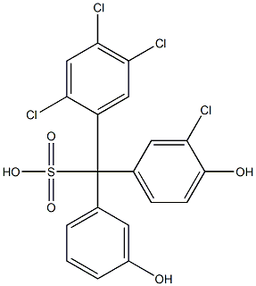 (3-クロロ-4-ヒドロキシフェニル)(2,4,5-トリクロロフェニル)(3-ヒドロキシフェニル)メタンスルホン酸 化学構造式