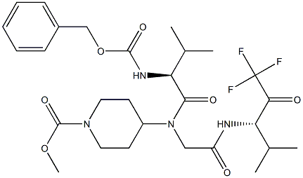 (2S)-2-[(Benzyloxy)carbonylamino]-N-[1-(methoxycarbonyl)piperidin-4-yl]-N-[[[(S)-1-(trifluoroacetyl)-2-methylpropyl]carbamoyl]methyl]-3-methylbutanamide Structure