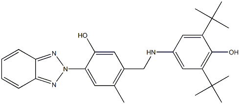 2-[2-Hydroxy-5-methyl-4-[(3,5-di-tert-butyl-4-hydroxyanilino)methyl]phenyl]-2H-benzotriazole Struktur