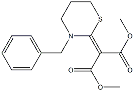 2-[(3-Benzyl-3,4,5,6-tetrahydro-2H-1,3-thiazin)-2-ylidene]malonic acid dimethyl ester Struktur