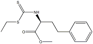 [S,(+)]-2-(エチルチオカルボノチオイルアミノ)-4-フェニル酪酸メチル 化学構造式
