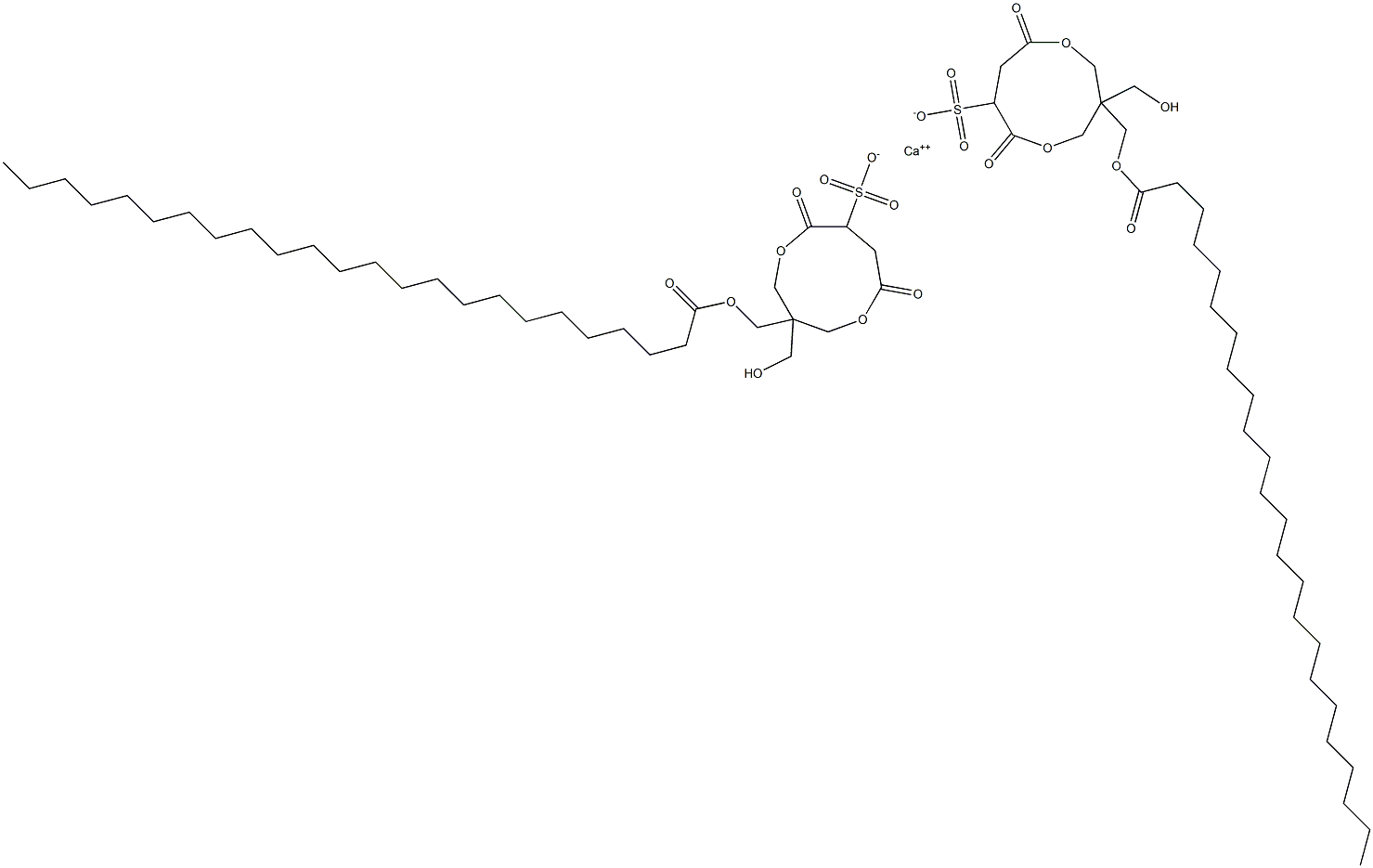 Bis[1-(1-oxotetracosyloxymethyl)-1-(hydroxymethyl)-4,7-dioxo-3,8-dioxacyclononane-6-sulfonic acid]calcium salt,,结构式