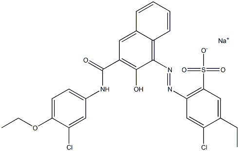 4-Chloro-3-ethyl-6-[[3-[[(3-chloro-4-ethoxyphenyl)amino]carbonyl]-2-hydroxy-1-naphtyl]azo]benzenesulfonic acid sodium salt Struktur