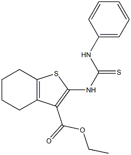 4,5,6,7-テトラヒドロ-2-(3-フェニルチオウレイド)ベンゾ[b]チオフェン-3-カルボン酸エチル 化学構造式